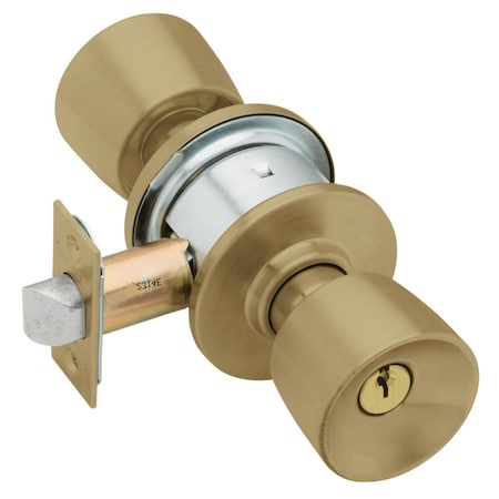 Grade 2 Entrance Cylindrical Lock, Tulip Knob, Conventional Cylinder, Antique Brass Fnsh, Non-handed
